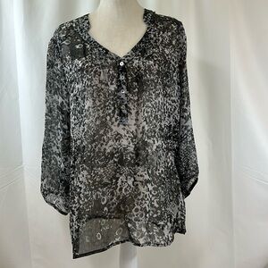 Quintessential Sheer Animal Print Blouse Size X-Large